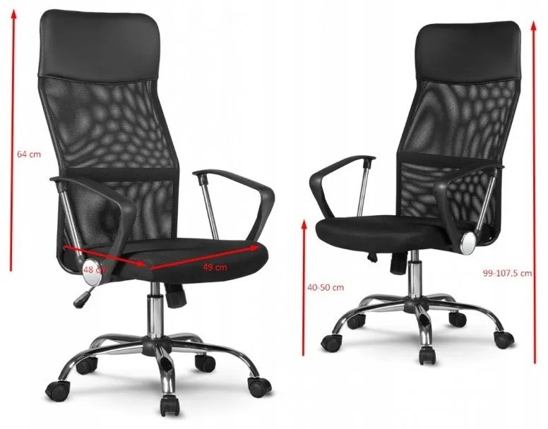 Forgó irodai szék, NEMO, hálós szövet, fekete színben