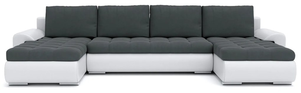 TOKIO III U alakú sarokkanapé Világosszürke / fekete ökobőr