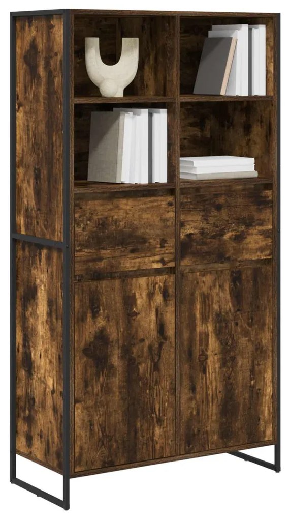 Széf fiókkal 2 pcs Füstös tölgy 81 x 36 x 150.5 cm Faanyag