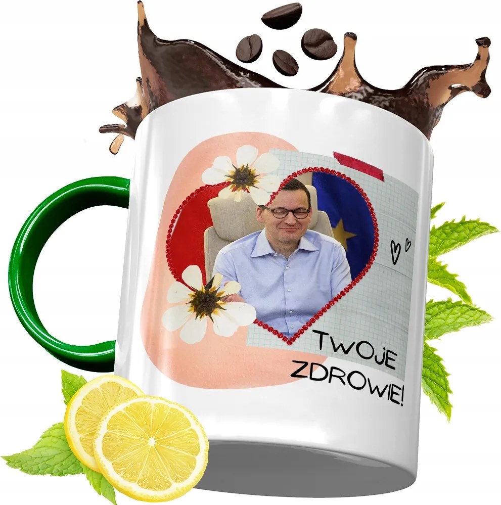 Máté Morawiecki Zöld Bögre Ajándék, fényképes nyomattal