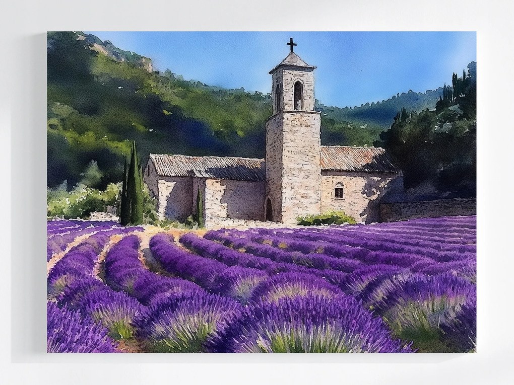 Canvas Vászonkép Tájkép Franciaország Provence Levendula Kolostor 80x60