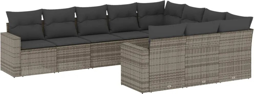 vidaXL 10 részes szürke polyrattan kerti ülőgarnitúra párnákkal