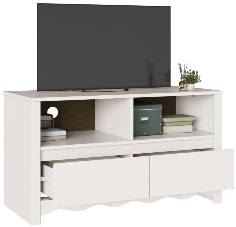 TV Szekrény &quot;&quot;DRAMMEN&quot;&quot; Fehér 99x43x55 cm Tömbfa Fenyő