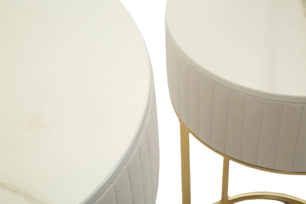 Moden kisasztal 2 db szett fehér és arany színű