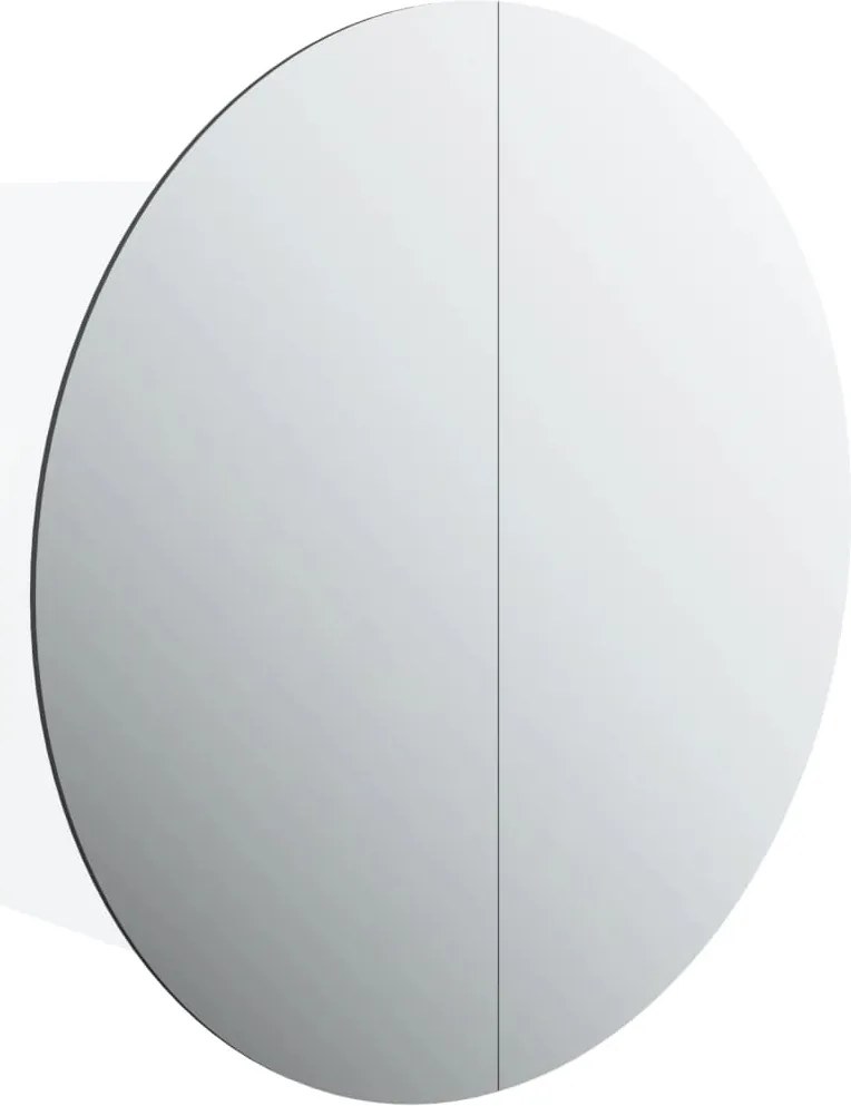 vidaXL fehér fürdőszobai szekrény kerek tükörrel/LED-del 47x47x17,5 cm