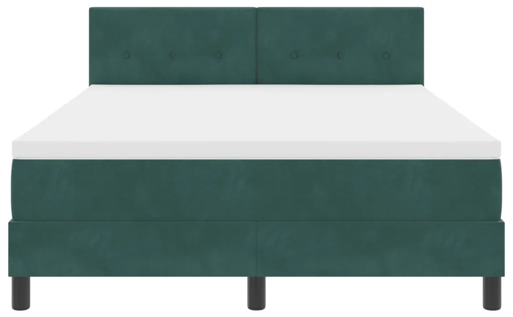 Boxspring Ágy Matrac & LED Sötét Zöld 140x200 cm Bársonyos