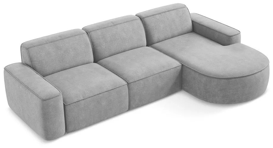 Világosszürke zsenília sarokkanapé (jobb oldali-heverő résszel) Omao – Makamii