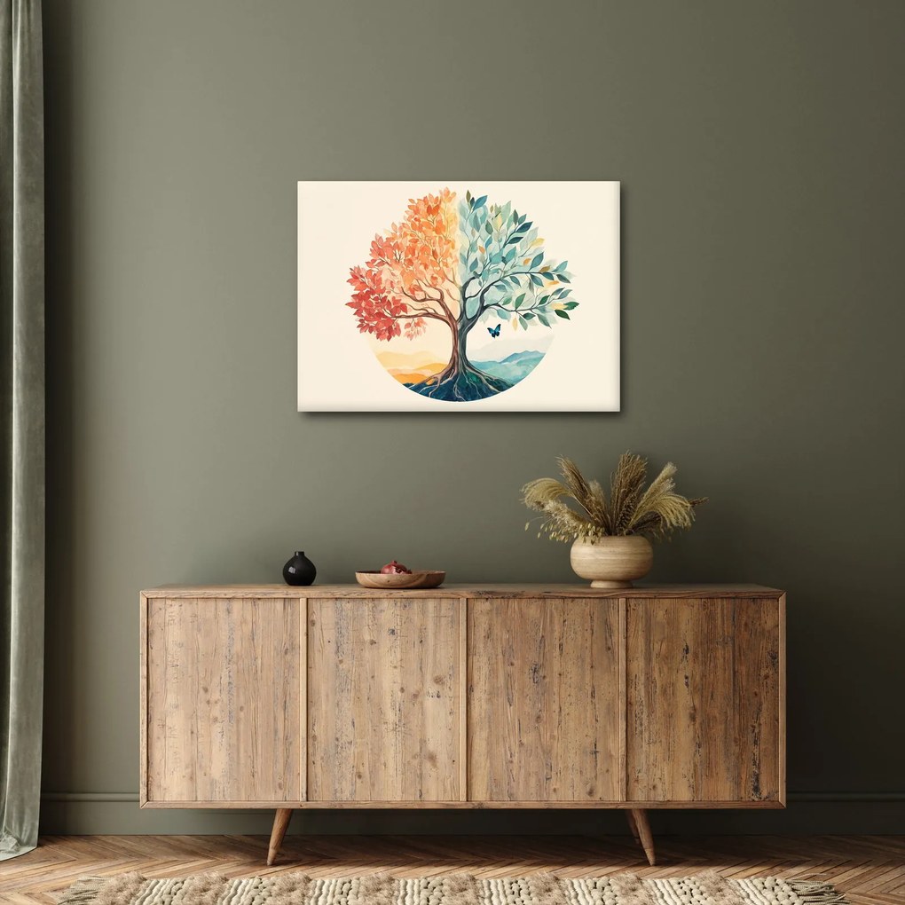 Kép – Duális fa pillangóval (70x50 cm)