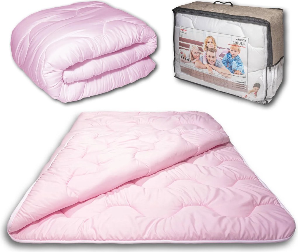 Paplan Ágyneműhuzat Egész Éves Meleg Ágytakaró Antiallergén Rózsaszín 140x200cm