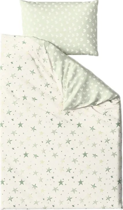 Mikroszálas ágynemű STARS HEARTS zöld Ágyneműhuzat mérete: 2 db 70 x 90 cm | 200 x 220 cm