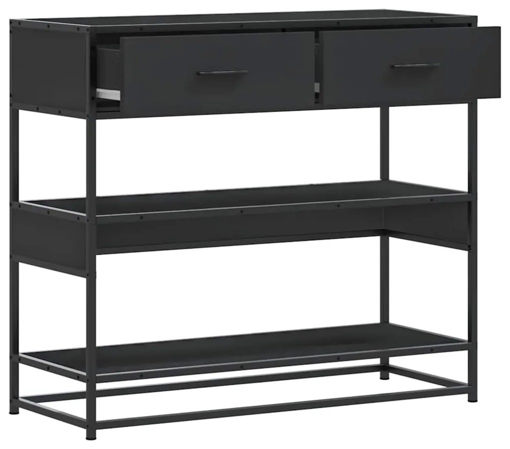 fekete szerelt fa tálalóasztal 90x35x80 cm
