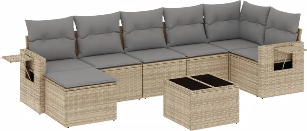 vidaXL 8 részes bézs polyrattan kerti ülőgarnitúra párnával