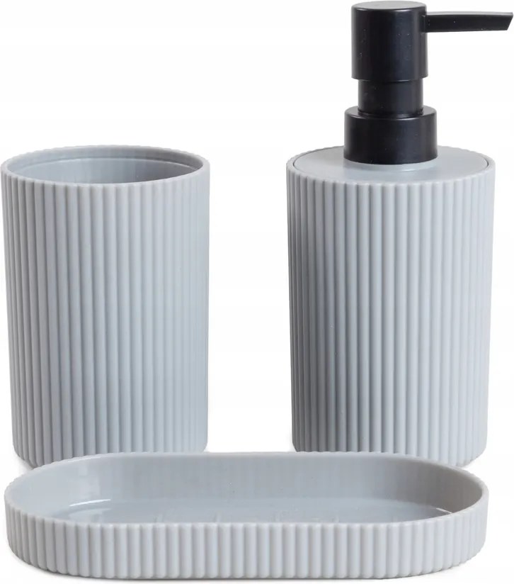 Fürdőszoba szett Leon adagoló és pohár szürke Homla