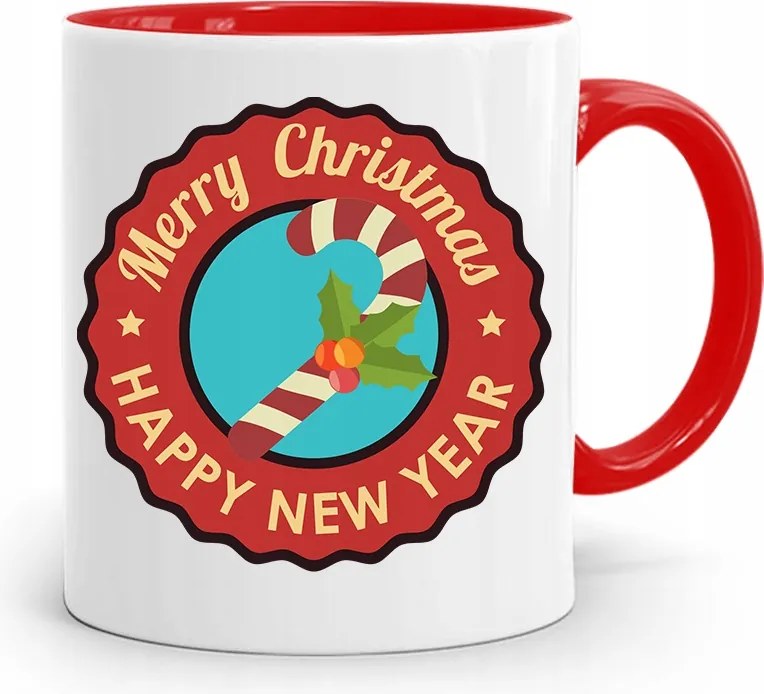 Piros Karácsonyi Bögre Mikulás Karácsonyfa Alá, fényképes nyomattal