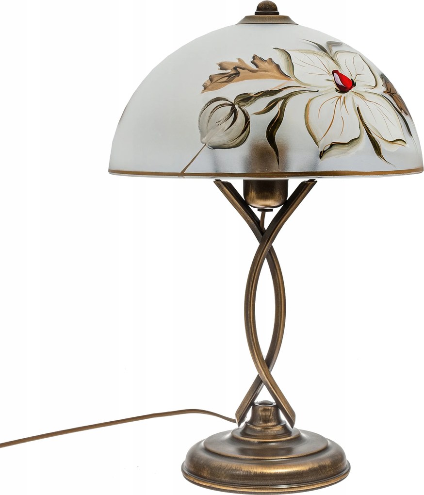 Klasszikus lámpa- Dolgozószoba- Lg/r-régi Arany Lámpabúra Díszített Fehér Virág