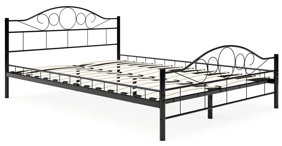 Mimi fém ágykeret ajándék ágyráccsal több méretben és színben-Fekete 140x200cm