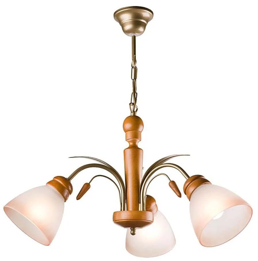 TULIPAN 3xE27/60W/230V csillár láncon, bükk fa