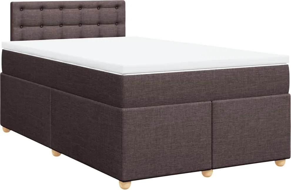 vidaXL sötétbarna szövet rugós ágy matraccal 120 x 190 cm
