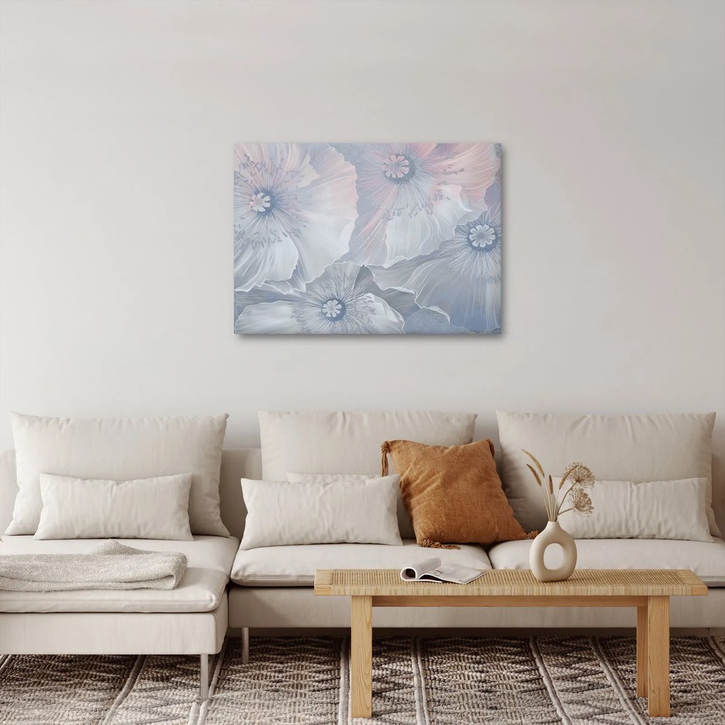 Kép - Kék virágok a falon (70x50 cm)