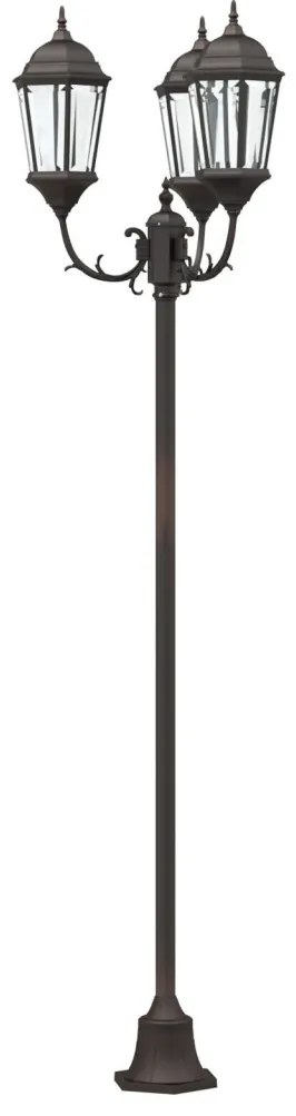 Kerti Lámpaoszlop 3-Lámpás E27 Bronz 220 cm Alumínium