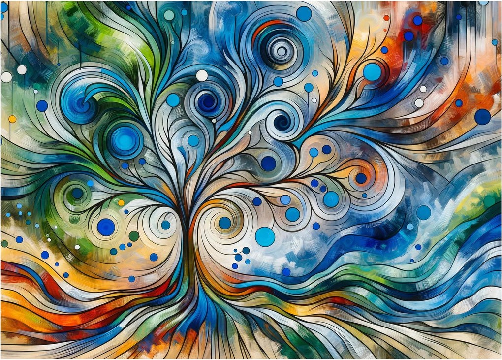 Kép – Színes energikus fa (70x50 cm)