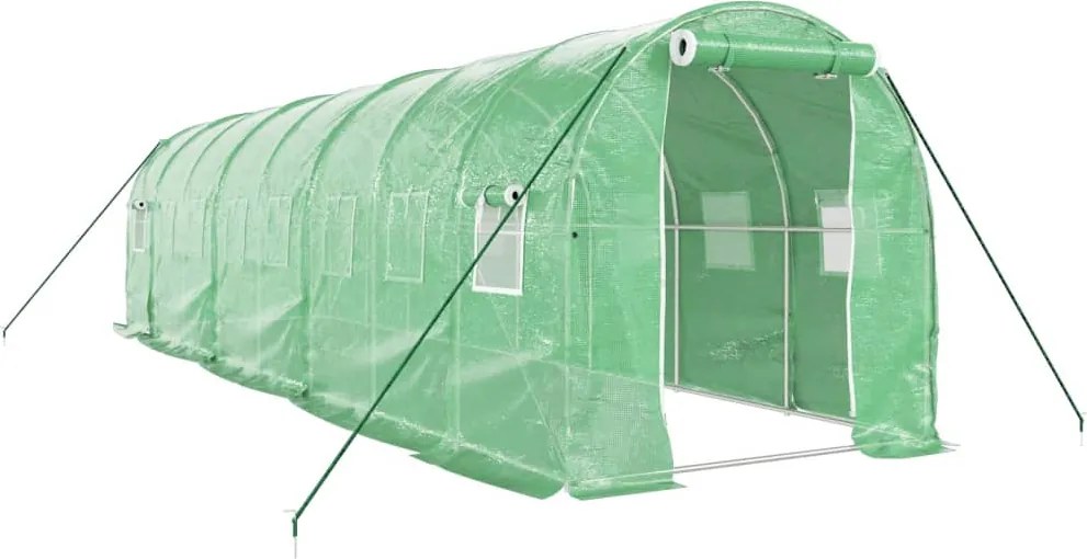 vidaXL zöld acélvázas melegház 16 m² 8 x 2 x 2 m