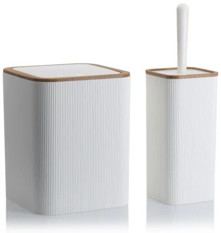 Fürdőszobai készlet ZOYA 5 db fehér/barna