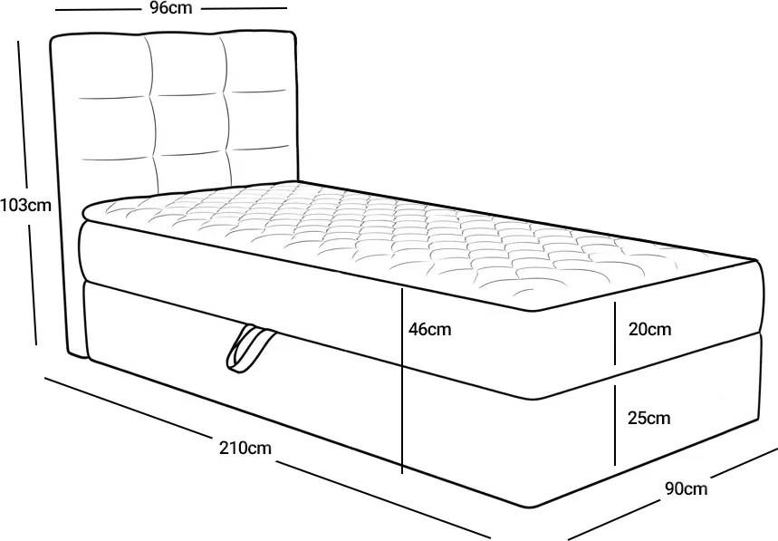 Kárpitozott boxspring ágy DIRELIS VIBE 90x200 cm krémszínű Matrac: Bonell rugós matrac