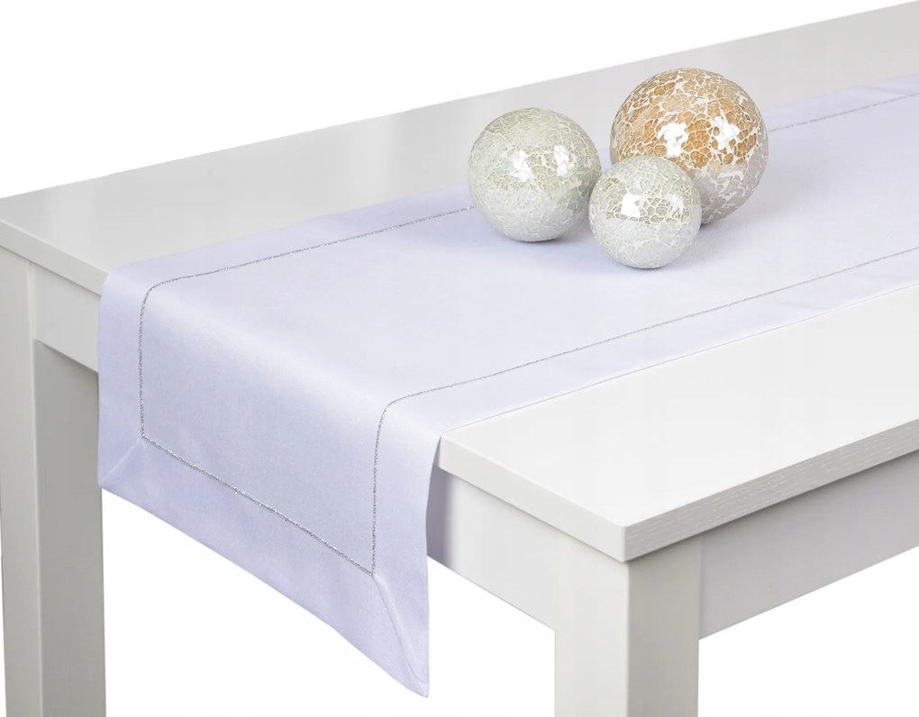 Panama Lux asztali futó 40x160 cm, folttaszító, fehér ezüst csíkkal