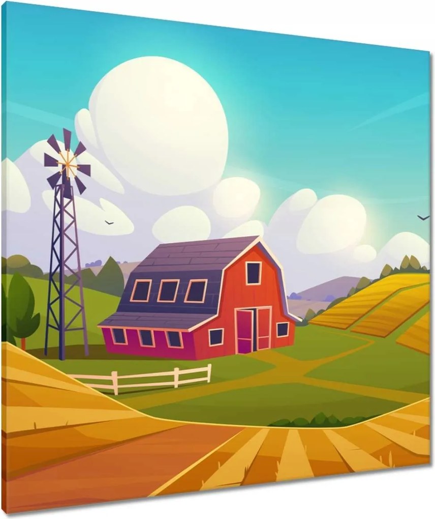 Vászonkép 80x80 Farm gyönyörű vidéki környezetben