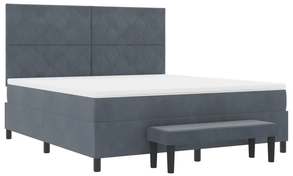 Box Spring Ágy Matrac &amp; Pad Közép Szürke 180x200 cm Velúr
