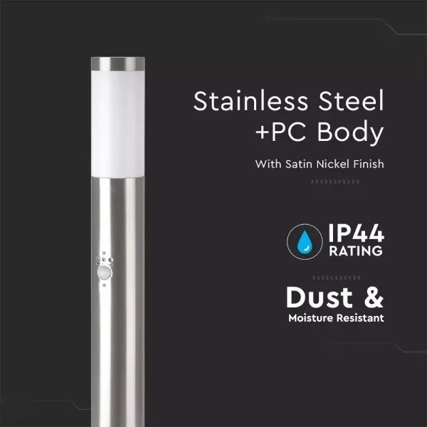 Kültéri lámpa érzékelővel 1xE27/60W/230V IP44 80cm matt króm