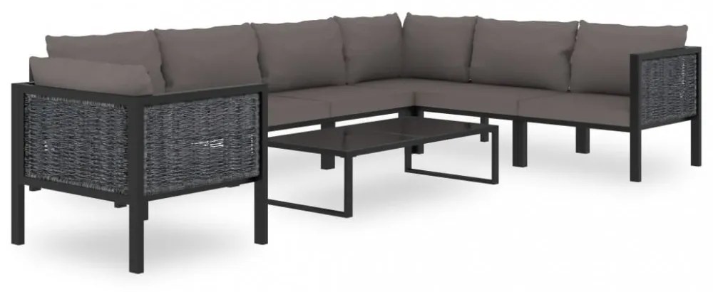 antracitszürke polyrattan sarokkanapé-elem bal oldali karfával