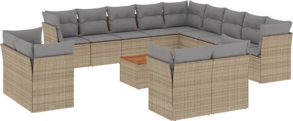 vidaXL 14 részes vegyes bézs polyrattan kerti ülőgarnitúra párnával