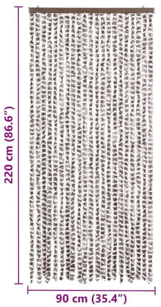 tópszínű és fehér zsenília rovarfüggöny 90 x 220 cm