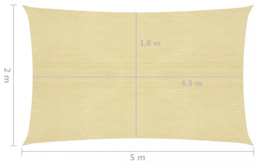 bézs HDPE napvitorla 160 g/m² 2 x 5 m