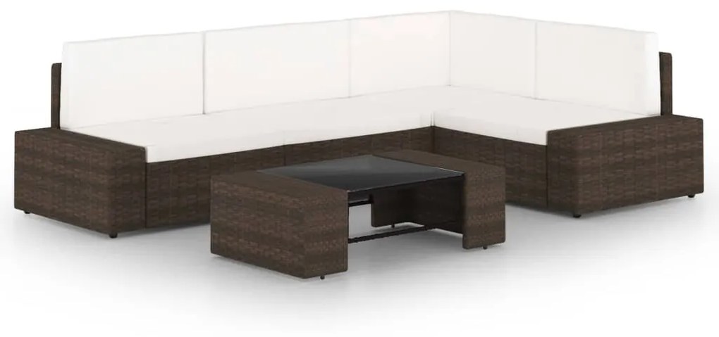 vidaXL 5 részes barna polyrattan kerti ülőgarnitúra párnákkal
