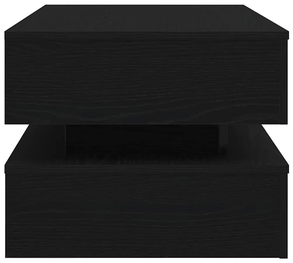 fekete tölgy dohányzóasztal LED-lámpákkal 90x50x40 cm
