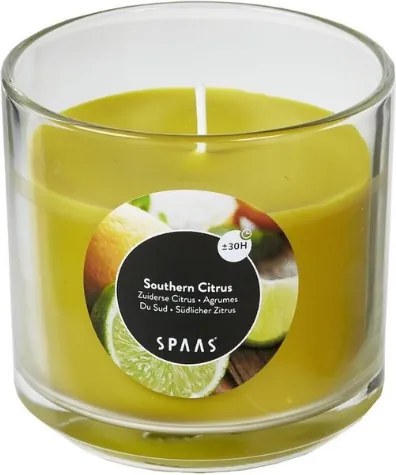 Illatos gyertya üvegben DÉLI CITRUS 8,5 cm sárga