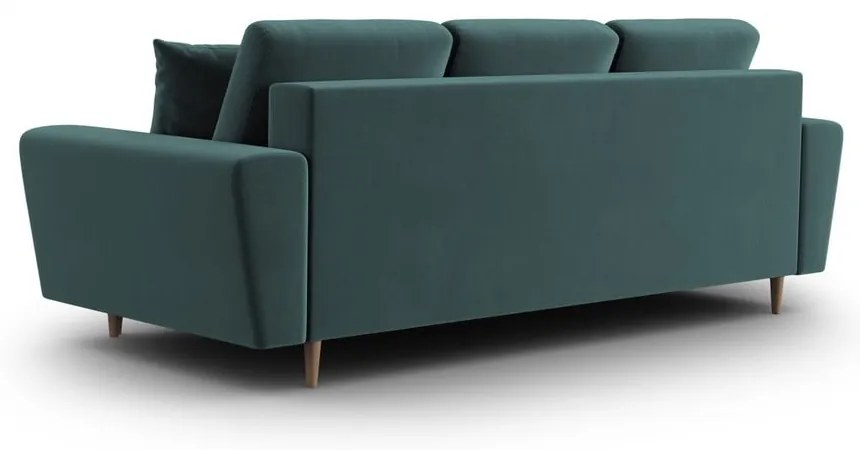 Petróleum színű bársony kinyitható tárolóhelyes kanapé 235 cm Kyoto – Cosmopolitan Design