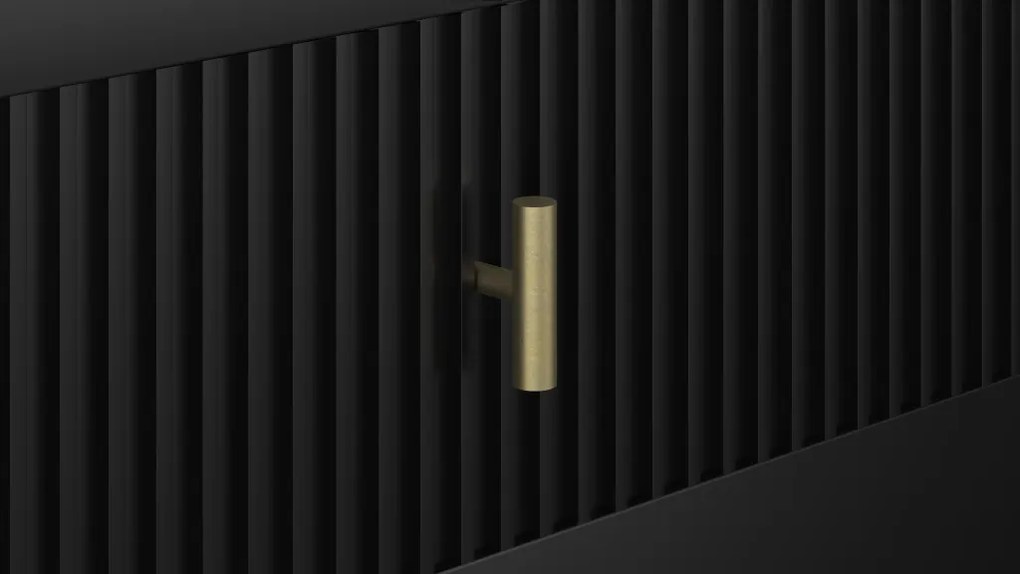 Komód 3 ajtóval és 3 fiókkal fekete színben arany fogantyúkkal – MAGGIORE MA03