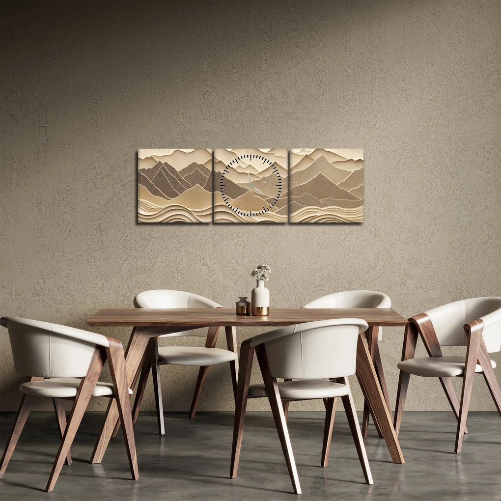 Kép - 3D hegyvonalak (órával) (90x30 cm)