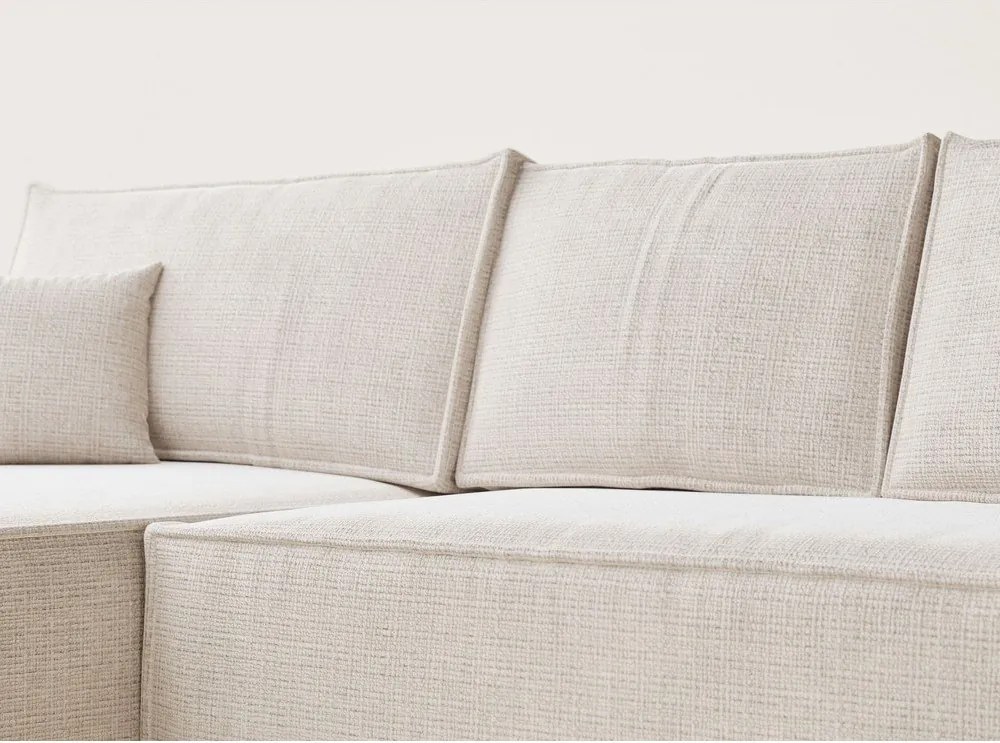 Krémszínű zsenília kinyitható-tárolóhelyes sarokkanapé (bal oldali-heverő résszel) Maze – Maison de Rêve