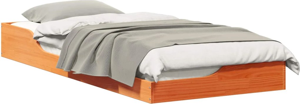 vidaXL Ágykeret Faggyú barna 80 x 210 cm Tömör fenyőfa