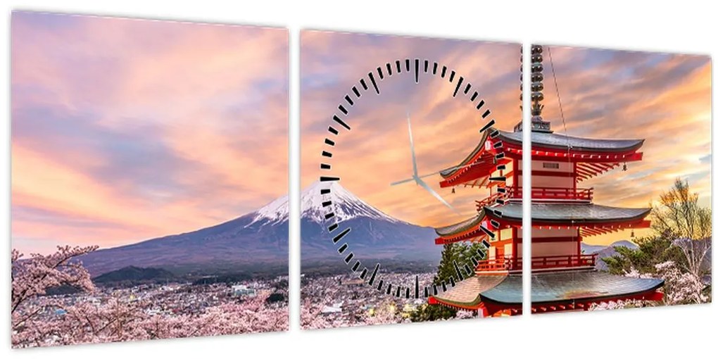 Kép - Fuji, Japán (órával) (90x30 cm)