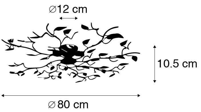 Vintage mennyezeti lámpa fekete arannyal 80 cm 4-lámpás - Foglie