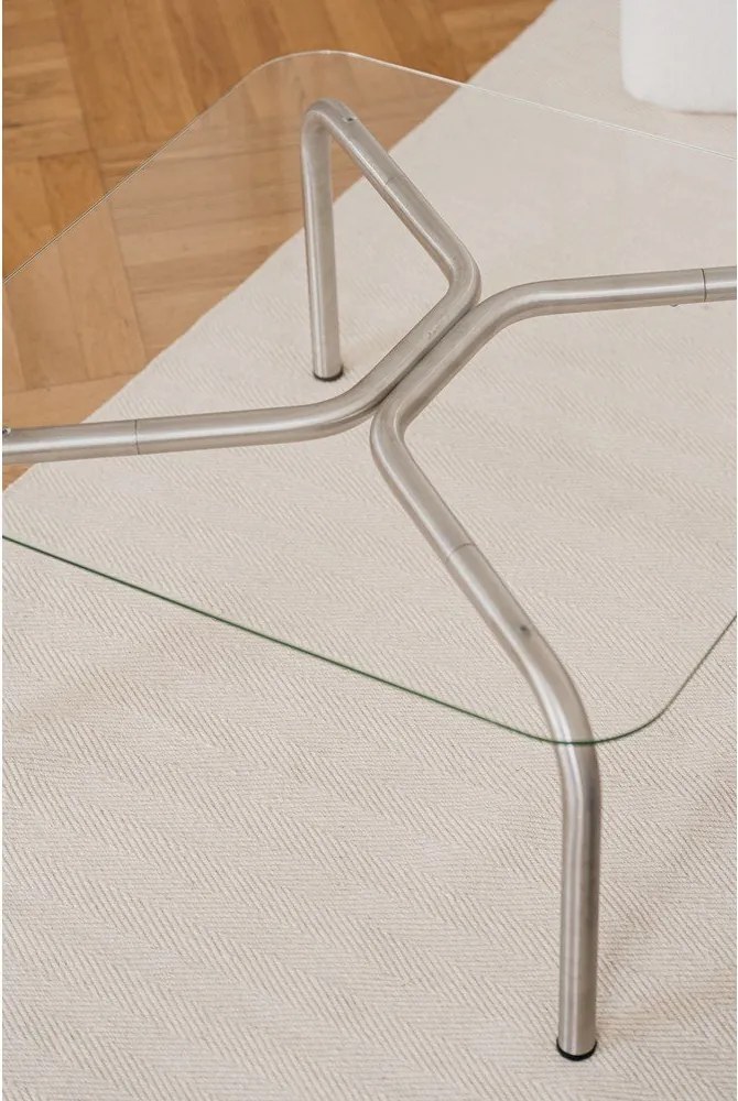 Ezüstszínű dohányzóasztal üveg asztallappal 60x80 cm Uku – noo.ma