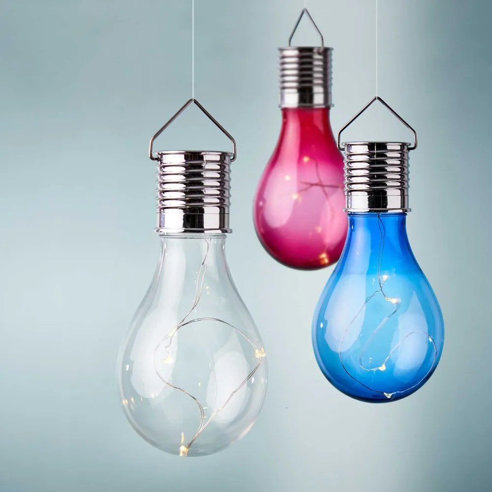 SUNLIGHT napelemes villanykörte akasztóval pink