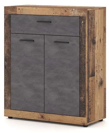 Komód 2 ajtóval és 1 fiókkal Old Style Dark / Matera színkombinációban – LUNA2