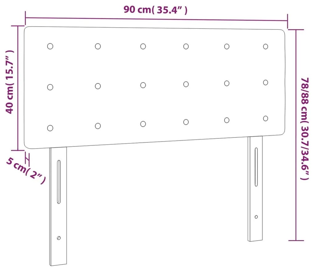 fekete bársony LED-es fejtámla 90x5x78/88 cm